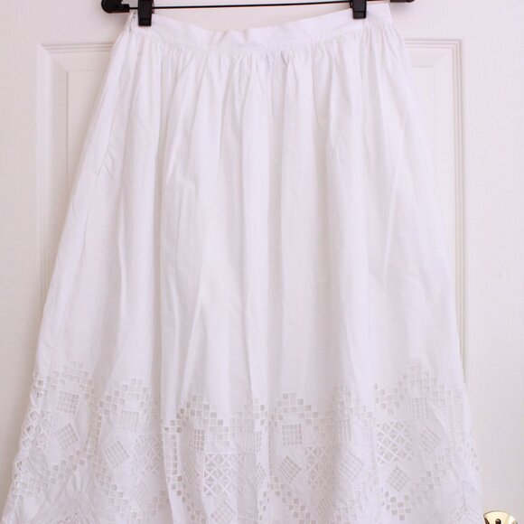 Rhode Malaya Cutwork Embroidered Cotton Midi Skirt In White Heart Eyelet - Picture 13 of 16